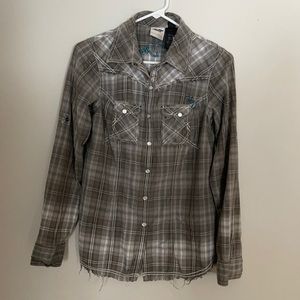 Woman’s Harley Davidson button up flannel long sleeve shirt